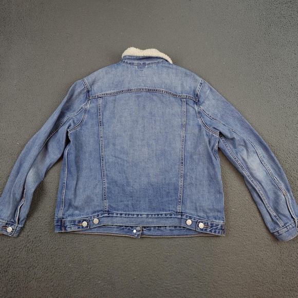 Gap 1969 Jacket Womens XL Blue Denim Sherpa Lined Trucker Bomber Western - Picture 7 of 11